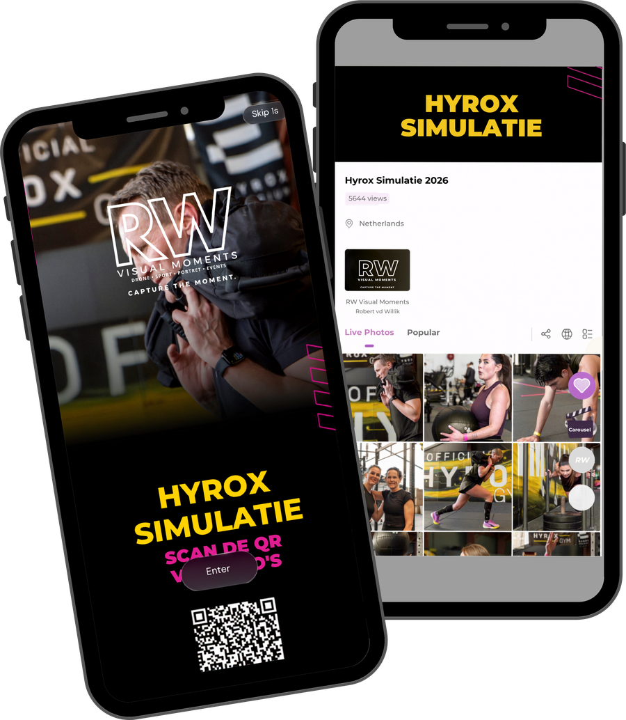 RW Visual Moments live galerij op de telefoon: scan de QR-code en bekijk direct de live foto's van het evenement